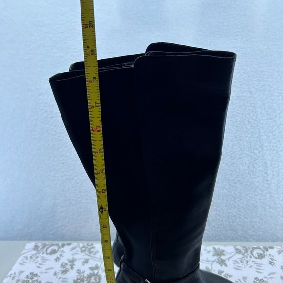 Coach Womens Ultima Boot size 8.5 Leather black stiletto sleek career buckle zip - Picture 10 of 14